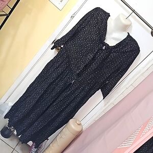 Vintage Fritzi jumpsuit women's xxl black floral print cropped wide leg B28